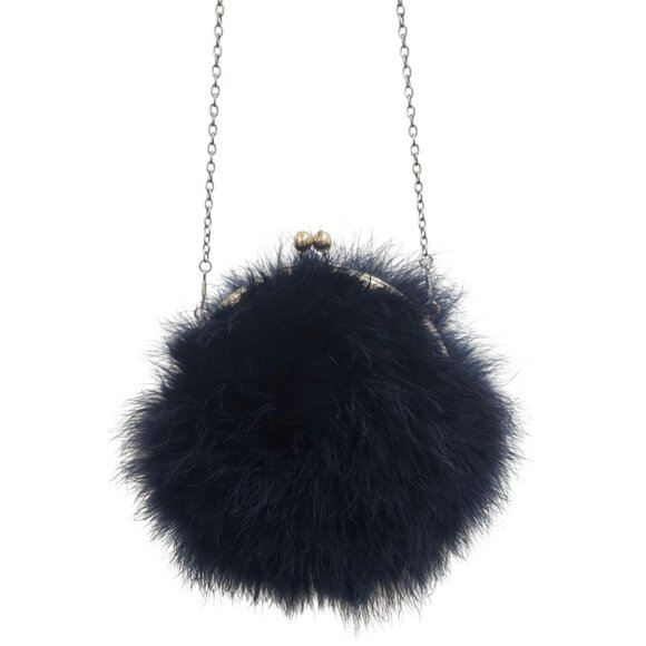Power Of Love Feather Purse In Navy windsorstore - Picture 5 of 11